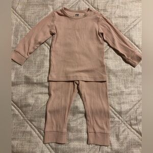 H&M Organic Cotton Ribbed Top in Light Pink